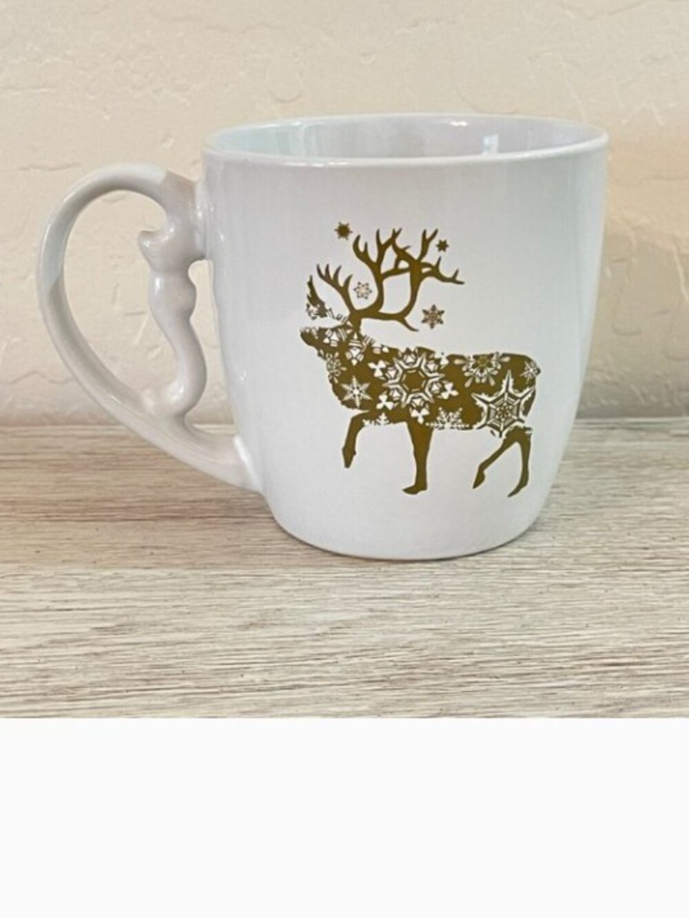 New Reindeer Snowflake Mug Modern Gourmet Foods Christmas Holiday Ceramic Cup